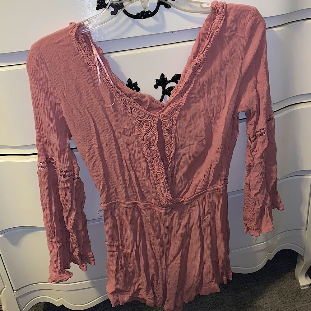 Long sleeve pink romper